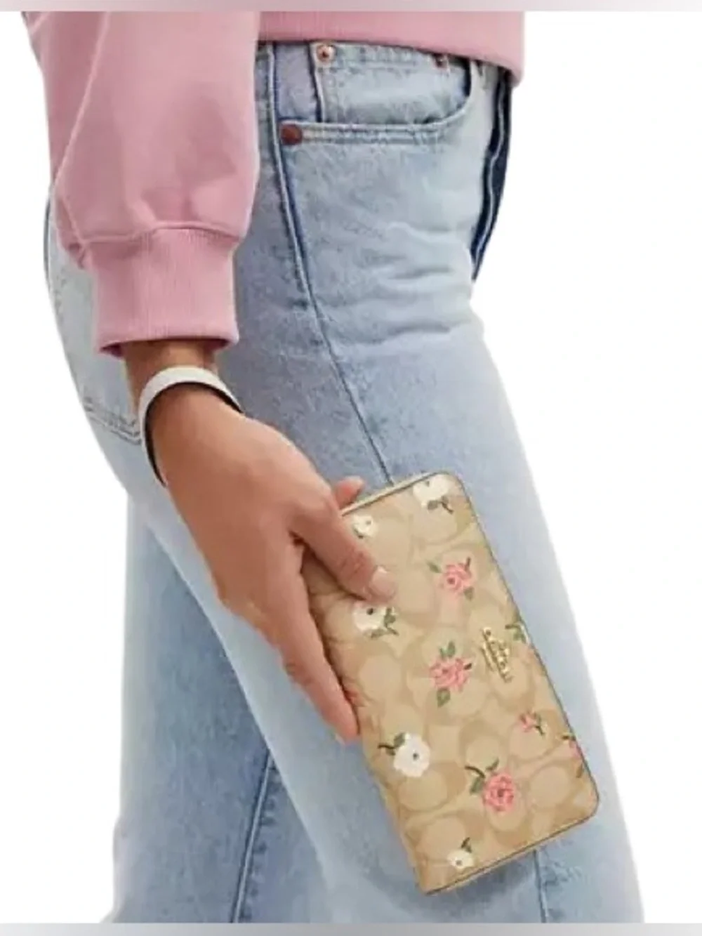 Coach Accordion Zipper Around Wallet with floral Print